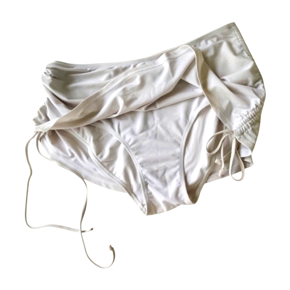 Light Gray Bikini Skirt with Tie Up Side Ruching - Picture 3 of 4